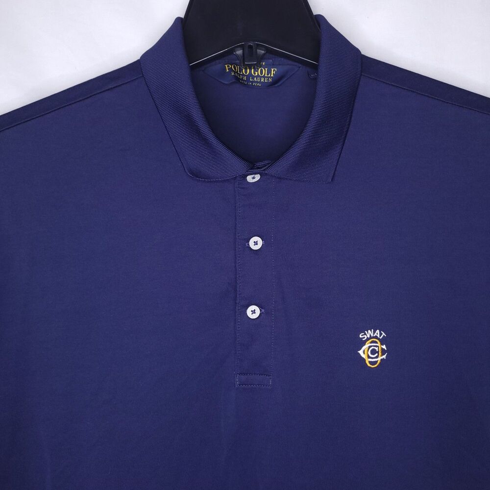 Ralph Lauren Polo Golf Shirt Mens Large Navy Blue Performance